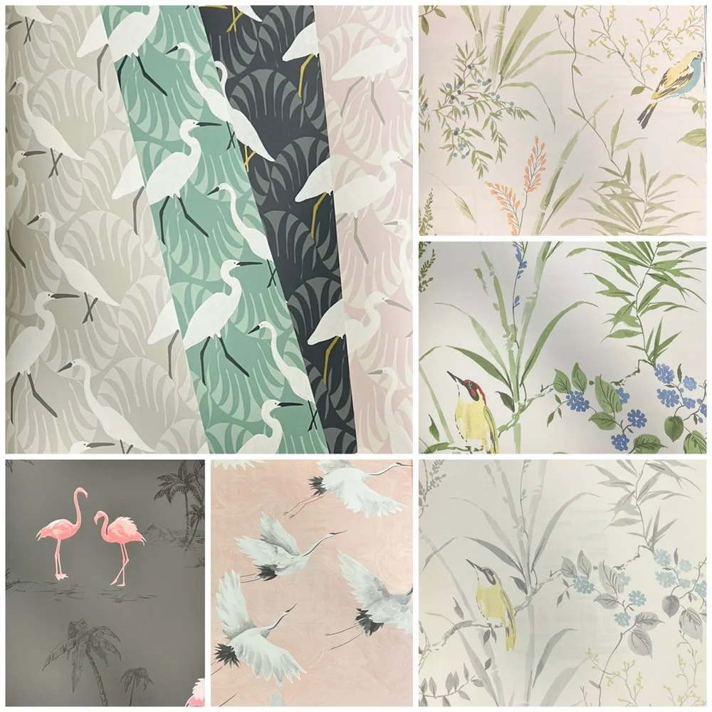 10 Large Birds in Nature-Inspired Arts & Crafts Wallpaper Sheets samples